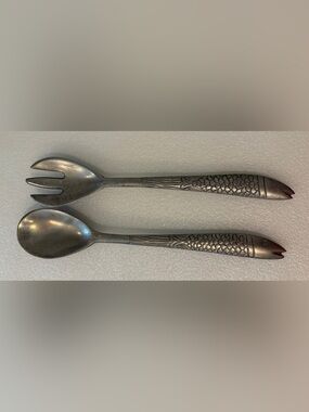 Fish Shaped Salad Serving Set Pewter/Heavy Cast Aluminum